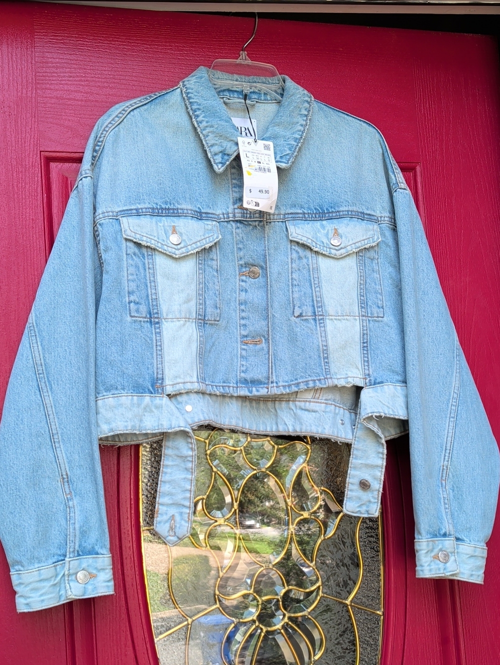 NWT - ZARA Light Blue Cropped Denim Jacket